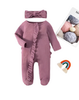 Newborn Baby Girl Knit Ruffle Jumpsuit