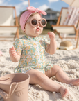 Baby Floral Print Short Sleeve Swimsuit