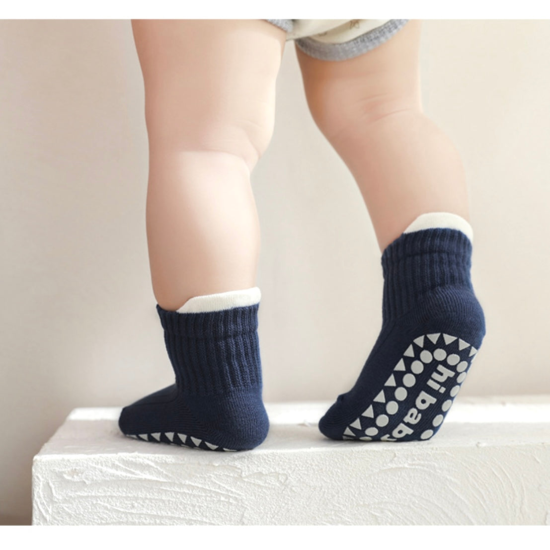 3-Pack Anti-Slip Ribbed Baby Socks – Cotton Grip Socks for Baby &amp; Toddler