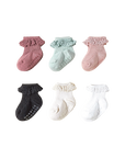 5-pack lace trim baby socks – cotton anti-slip socks for babies