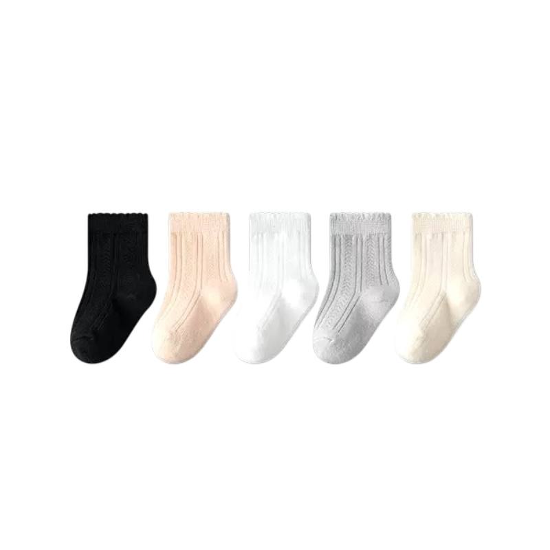 5-pack ribbed cotton baby socks in neutral mix – soft breathable socks for babies and toddlers