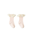 Vintage Ruffle Knit Baby Socks – Soft Cotton Socks with Lace Frill Cuff