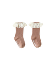 Vintage Ruffle Knit Baby Socks – Soft Cotton Socks with Lace Frill Cuff