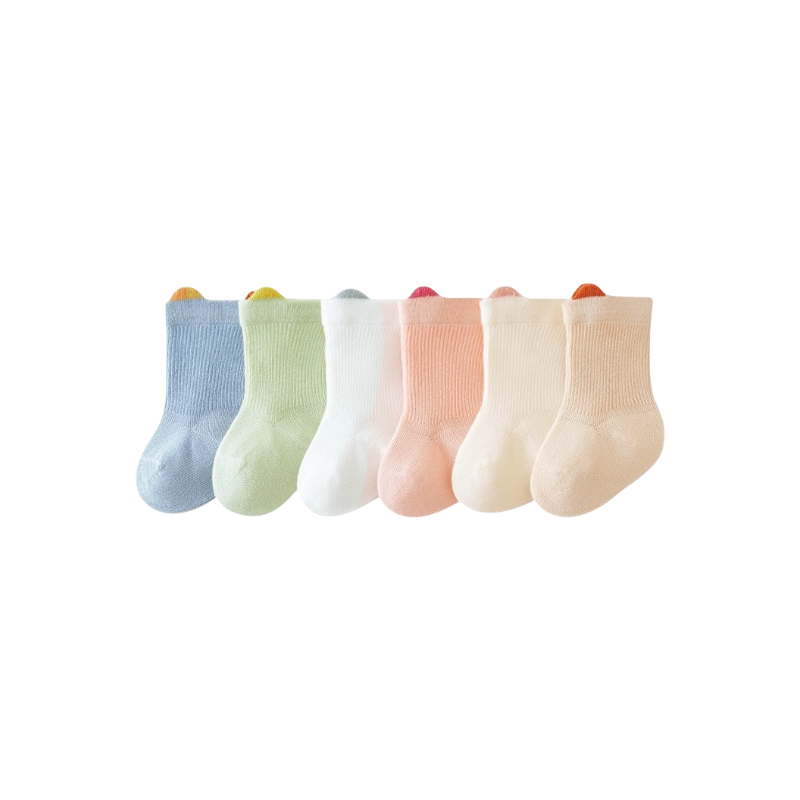 6-pack pastel cotton baby socks in soft mix – breathable cotton for babies and toddlers