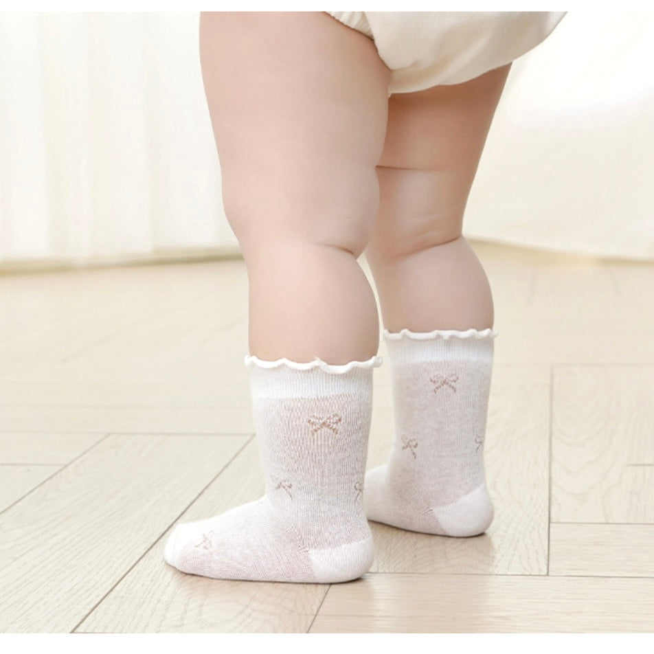 5-Pack Pastel Lace-Trim Baby Socks – Soft Cotton Baby Socks with Frilled Edge