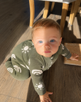 Cotton Knitted Baby Romper – Army Green