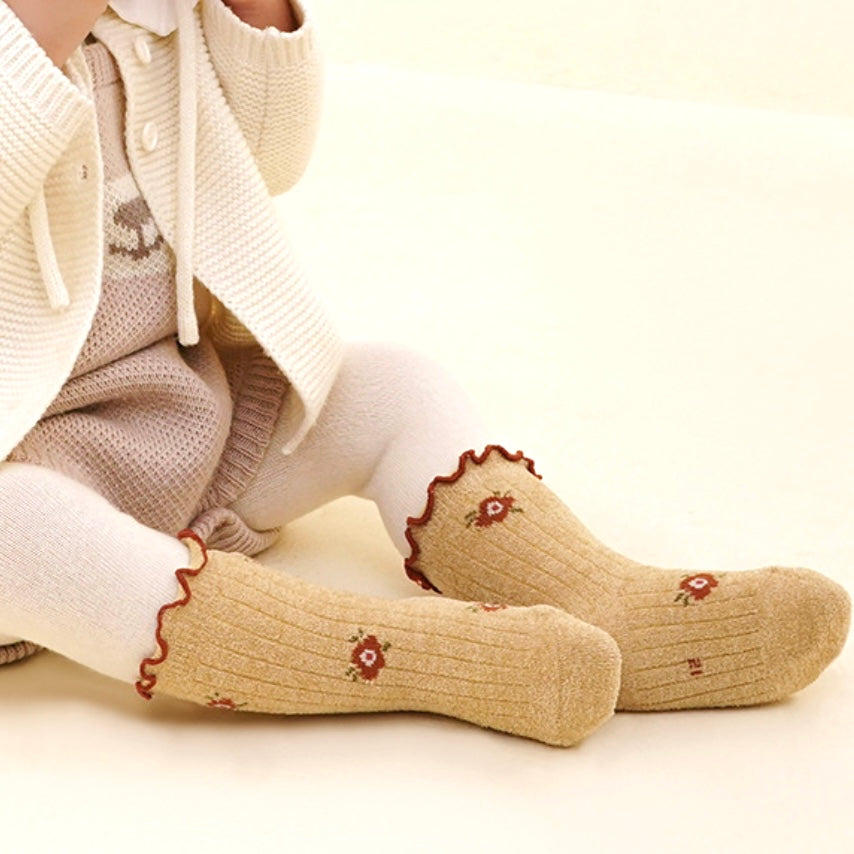 5-Pack Daisy Frill Baby Socks | Floral Cotton Ribbed Set