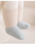 Two-Tone Winter Knit Baby Socks – Warm Colour Block Cotton Socks