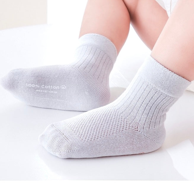 6-Pack Pastel Cable Knit Anti-Slip Baby Socks – Soft Cotton Grip Socks