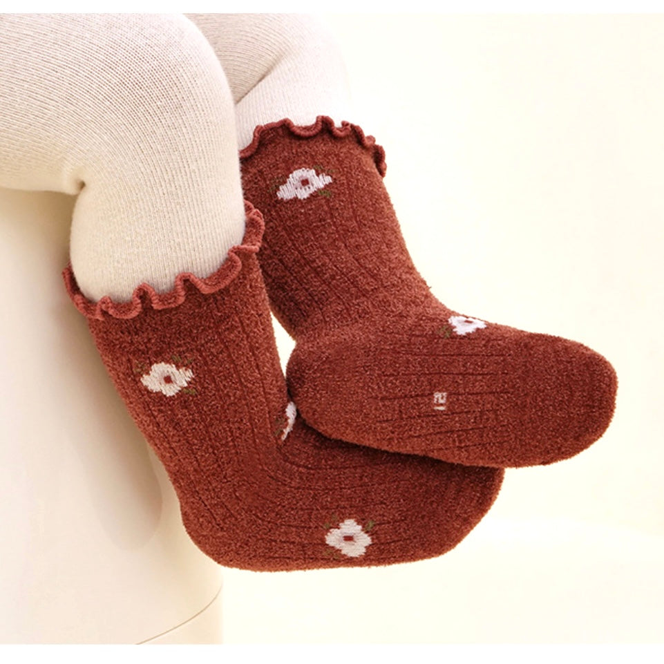 5-Pack Daisy Frill Baby Socks | Floral Cotton Ribbed Set