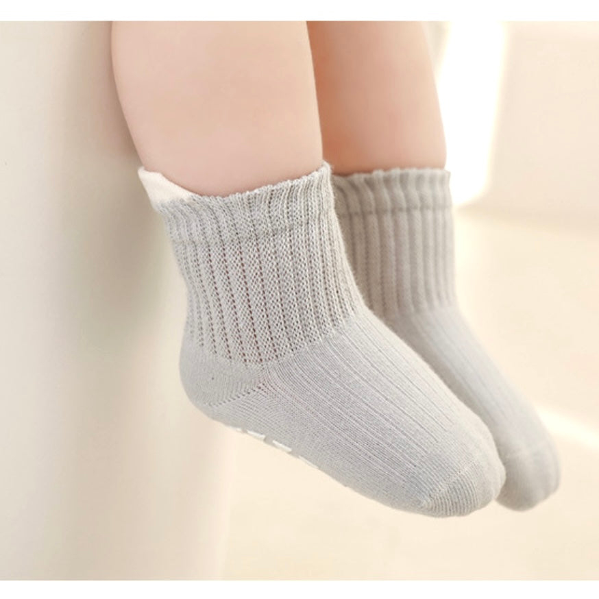 3-Pack Anti-Slip Ribbed Baby Socks – Cotton Grip Socks for Baby &amp; Toddler
