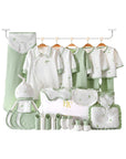 Everyday baby gift set 28 pieces, dark sea green everyday newborn essentials box, soft cotton baby clothes set, baby shower gift