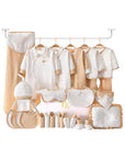 Everyday baby gift set 28 pieces, light salmon everyday newborn essentials box, soft cotton baby clothes set, baby shower gift