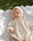 Floral Cotton Baby Romper with Bonnet