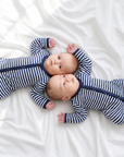 Navy Stripe Cotton Baby Sleepsuit