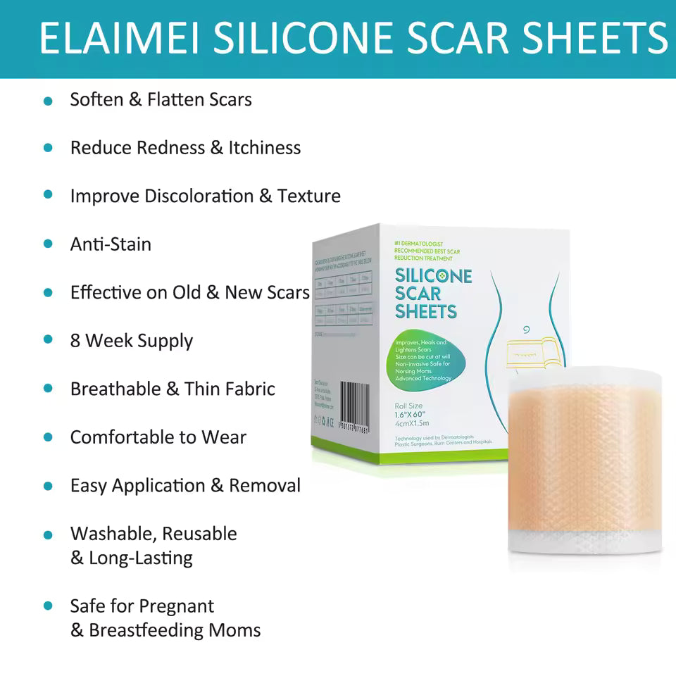 Silicone Scar Sheets 4cmX150cm Self-Adhesive Scar Cover Tape Reusable and Effective Skin Care Strips