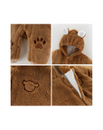 Baby Plush Jumpsuit with Bear Ear Hooded-Red