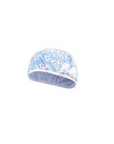 blue floral baby swim hat with bow detail matching swimsuit