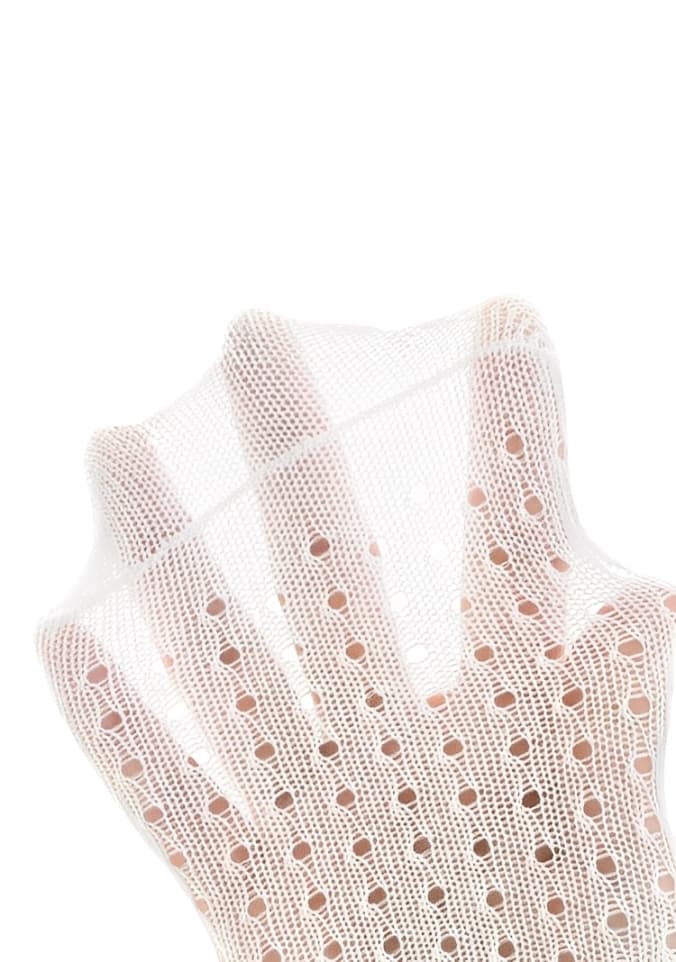 Lightweight breathable mesh material of baby lace socks, showing air holes and elasticity