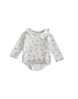 Baby Peter Pan collar romper with small floral print in soft neutral tones