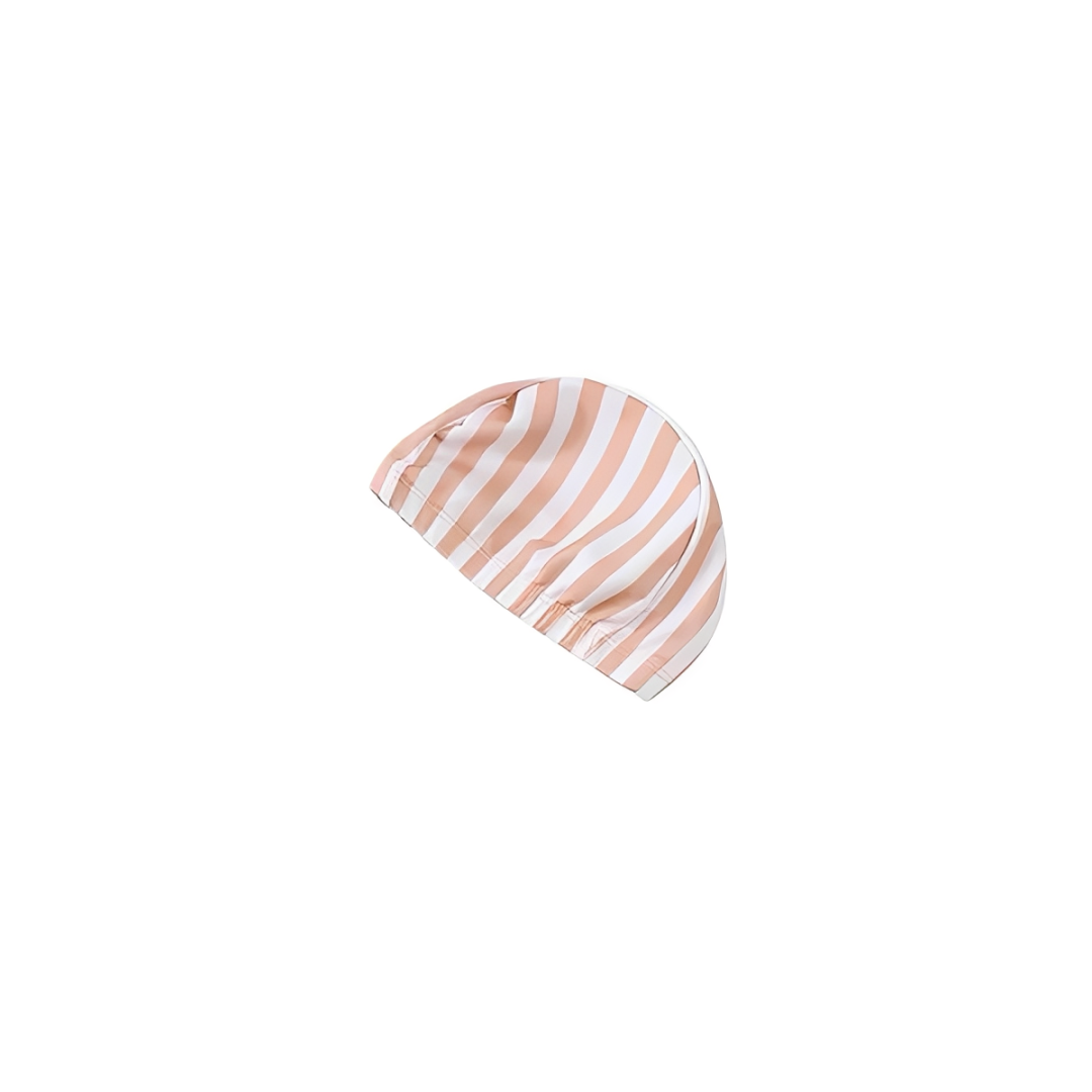 Baby striped swim hat peach and white matching accessory, soft stretchy baby sun hat for beach and swimming