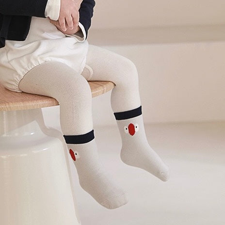 Baby wearing navy stripe cotton socks – cozy and breathable BabyWonders UK design