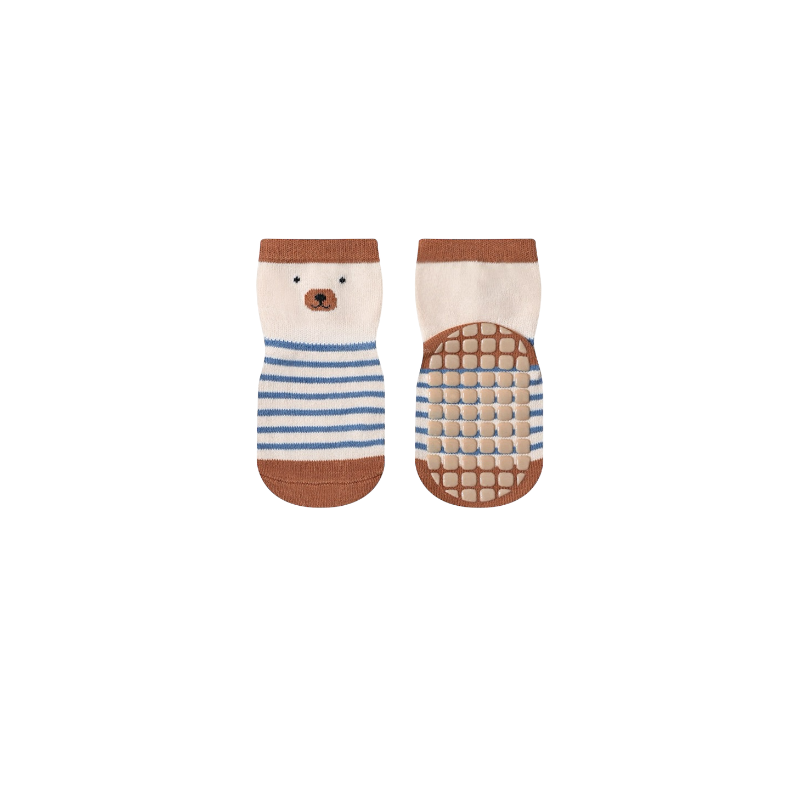bear pattern anti-slip baby socks – cartoon animal grip socks for babie
