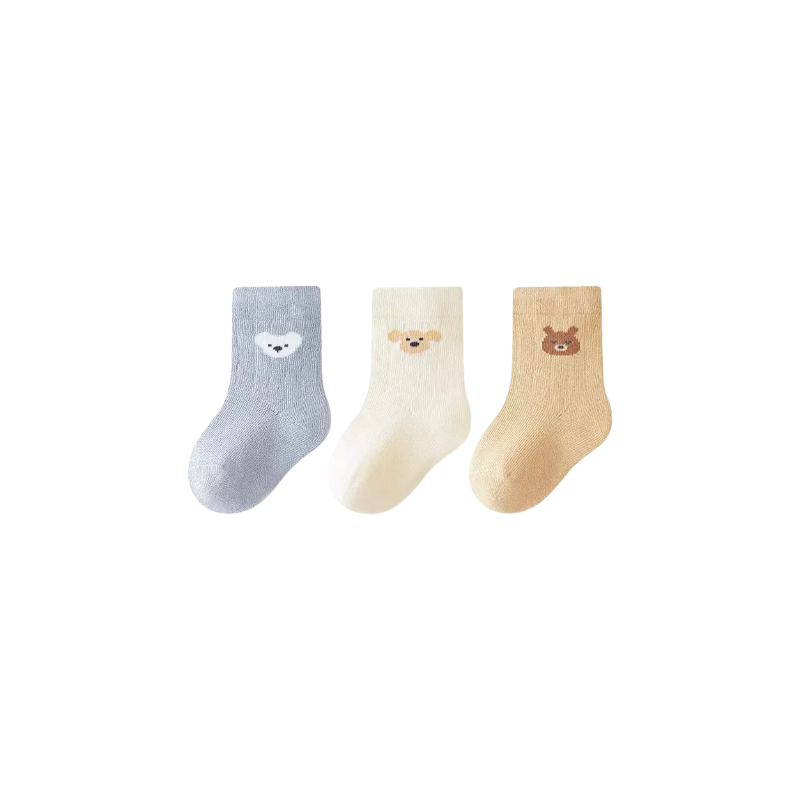 Bear face baby socks set – soft cotton embroidered baby socks UK