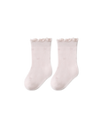 Beige lace-trim baby socks – breathable soft cotton socks UK