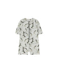Printed baby zip swim romper with small animal pattern, lightweight breathable toddler swimsuit