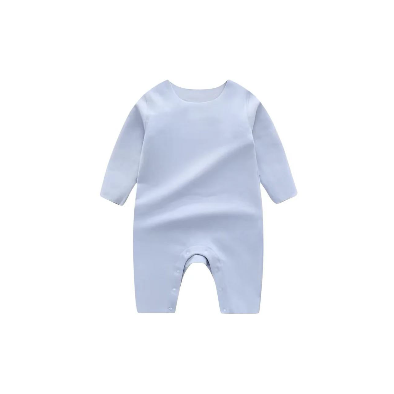 Light blue baby romper made of soft cotton, long sleeve newborn outfit for everyday wear