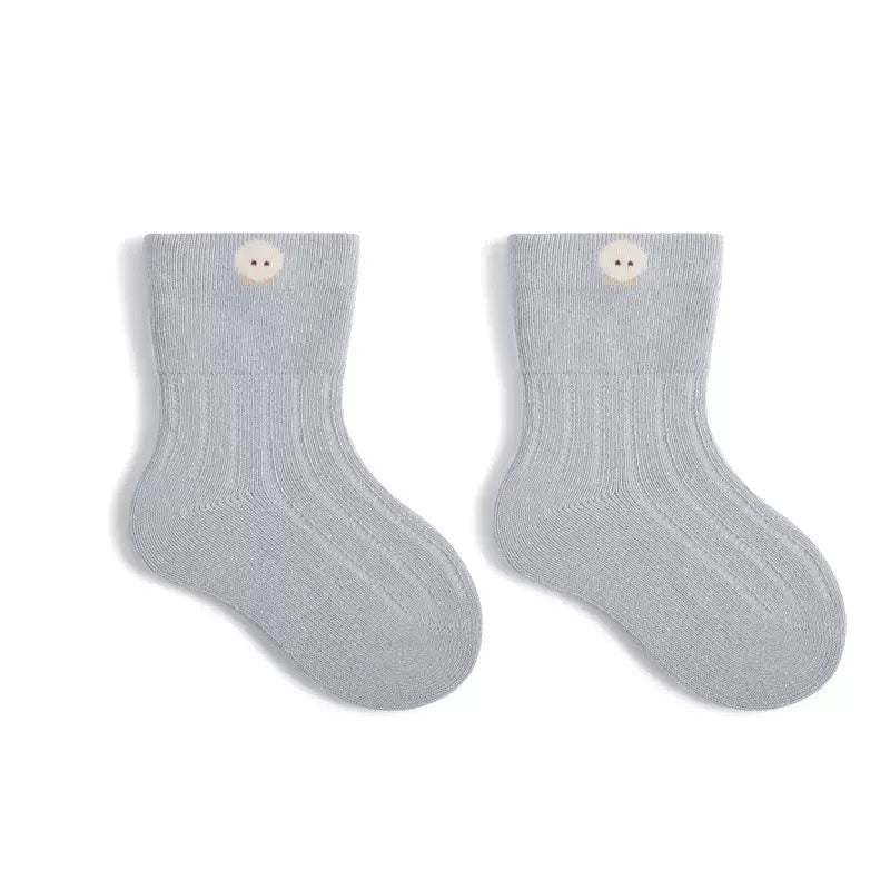 Pair of blue pastel cotton baby socks for everyday wear