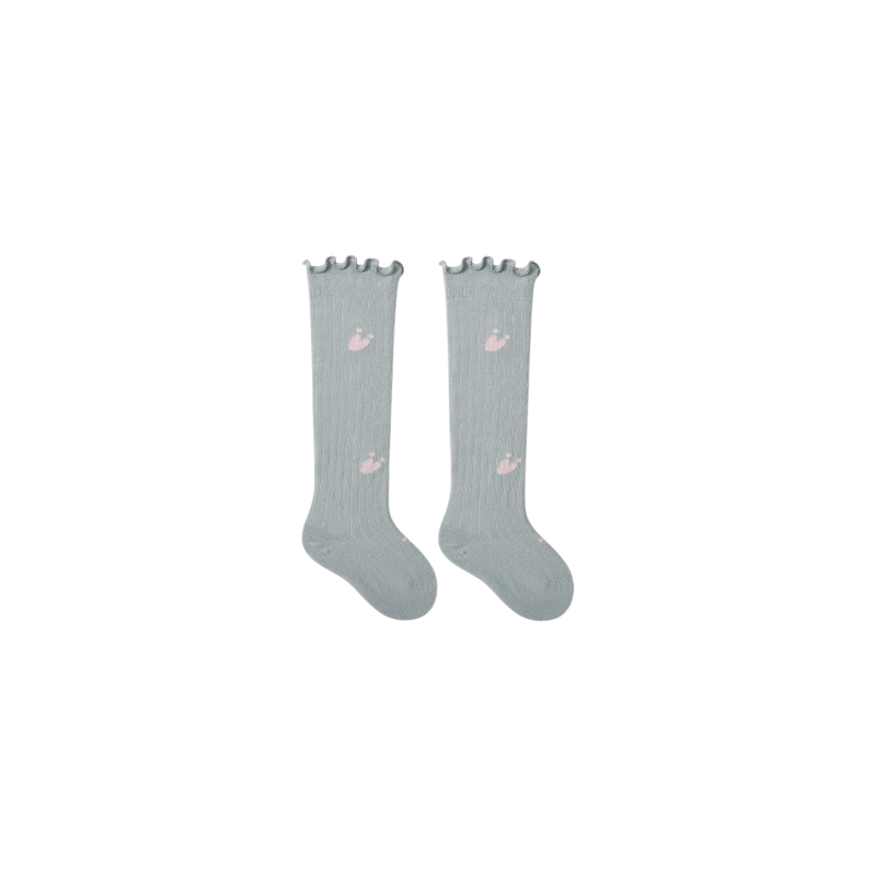 Blue pastel knee-high baby socks – soft cotton long socks for girls and boys