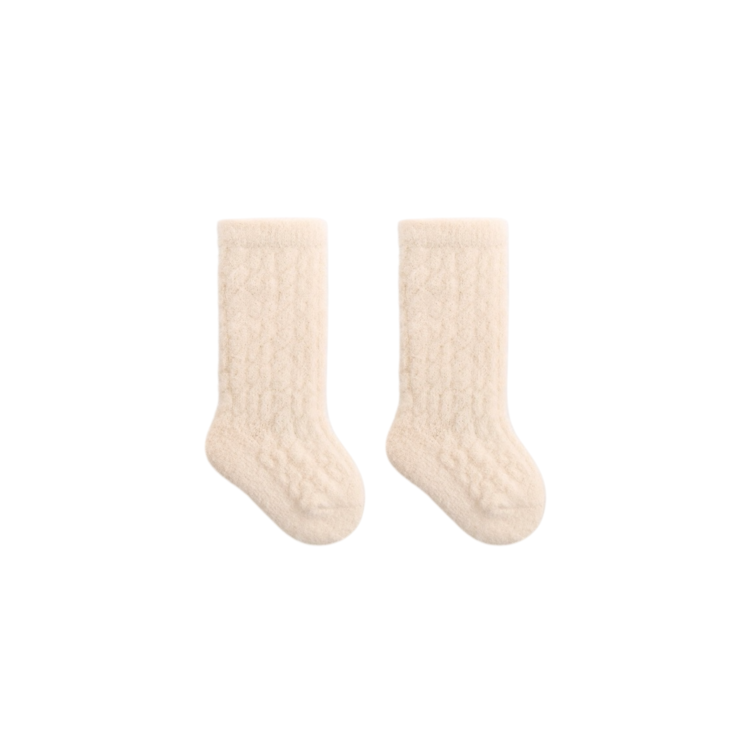 Cable knit long baby socks cream – warm winter cotton socks UK