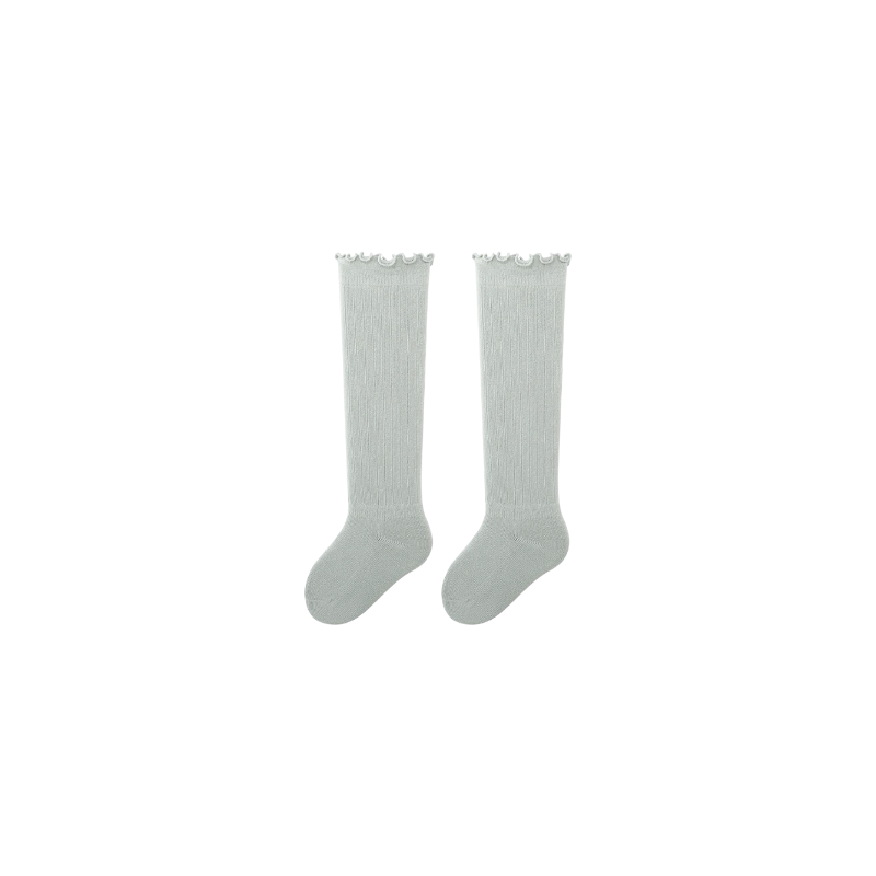 Grey ribbed baby socks – soft cotton long baby socks UK