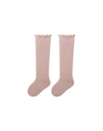 Classic ribbed long baby socks beige – cotton knee-length socks UK