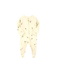 cream baby romper with brown balloon pattern and zipper