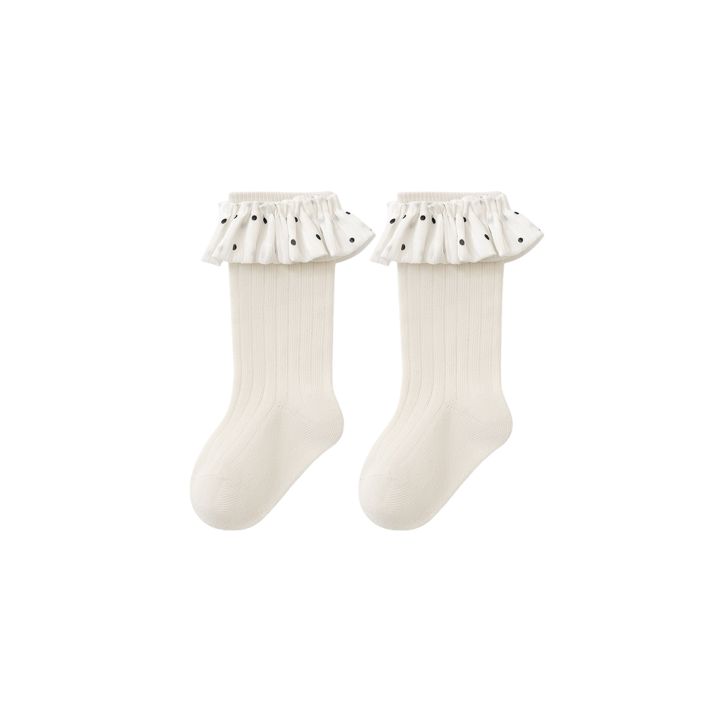 Cream ruffled edge baby socks – soft cotton socks for girls and boys