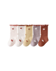 5-pair daisy frill baby socks set in pastel colours – ribbed cotton floral design BabyWonders UK