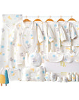 Everyday baby gift set 26 pieces, blue elephant themed newborn essentials box, soft cotton baby clothes set, baby shower gift
