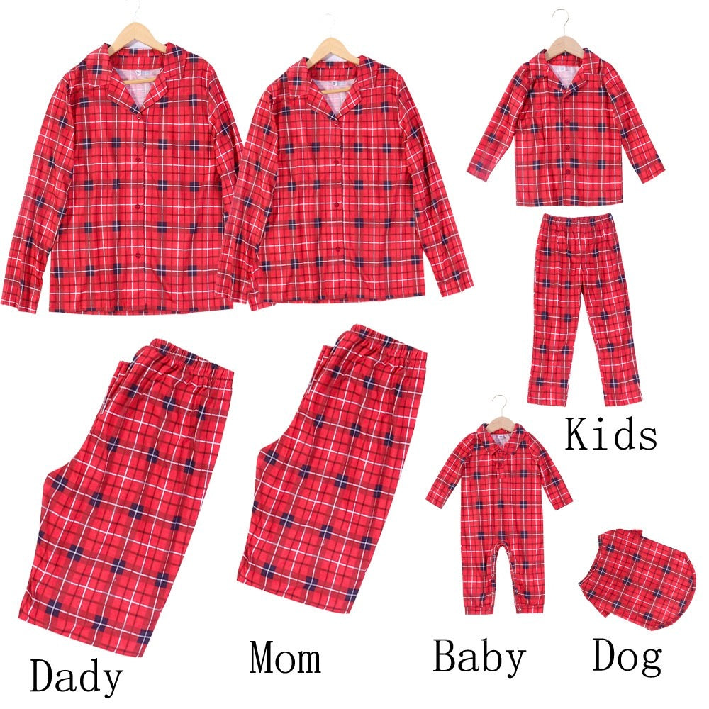 Full family matching plaid pajamas collection men women kids baby and dog
