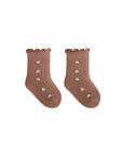 Cocoa Daisy brown floral baby socks, warm cotton toddler socks