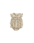 Floral smocked baby romper apricot cotton baby girl romper peter pan collar ruffle sleeve summer baby outfit