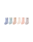 Fluffy bear embroidered baby socks 5-pair set in pastel colours – BabyWonders UK