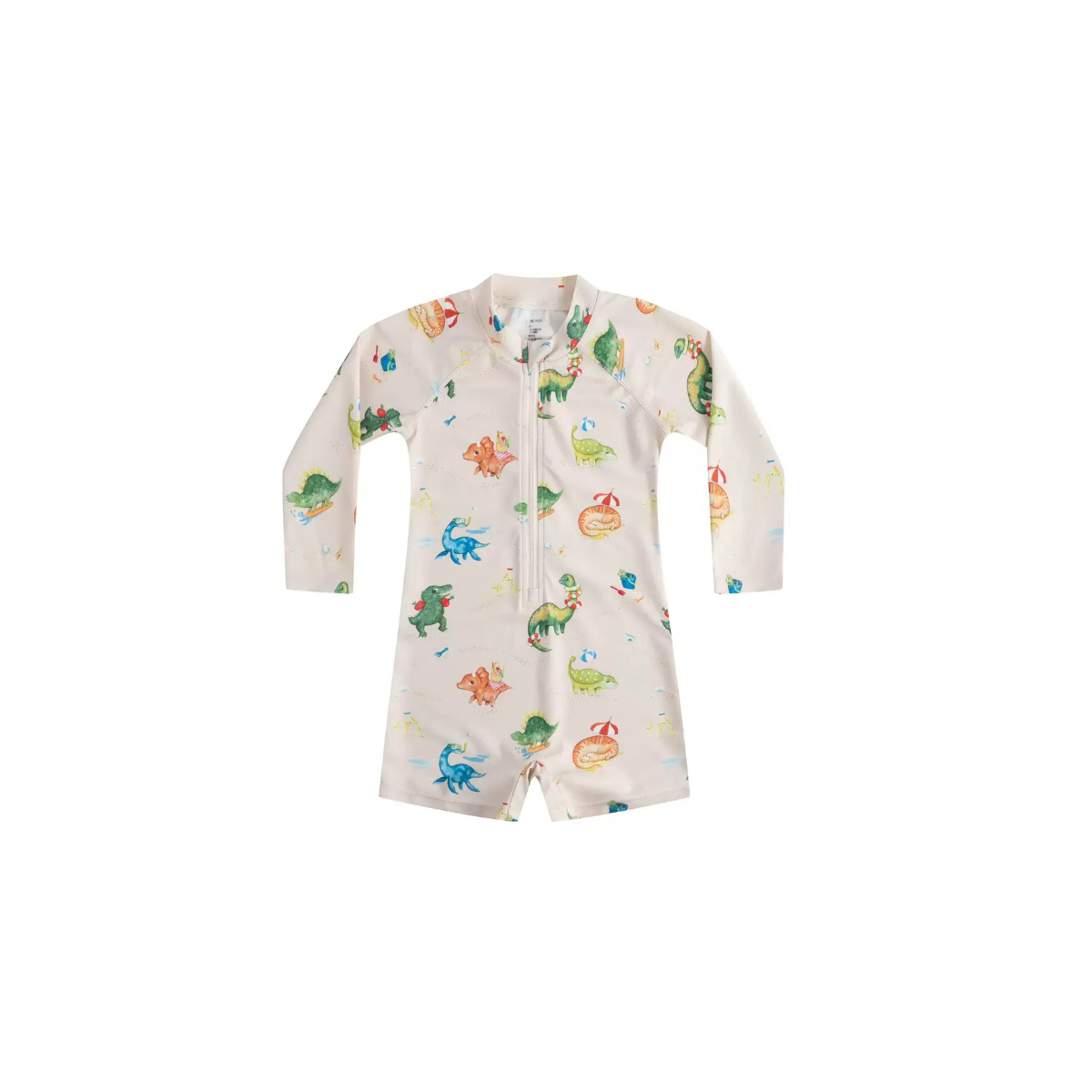 kids dinosaur print rash guard swimsuit with long sleeves and front zip
