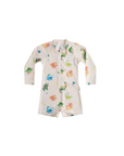 kids dinosaur print rash guard swimsuit with long sleeves and front zip
