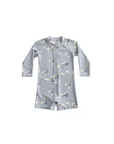 grey kids long sleeve rash guard suit with playful whale print