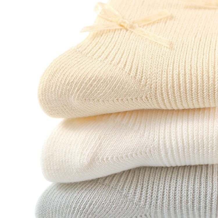 Stacked lace edge baby socks in neutral mix – soft cotton material