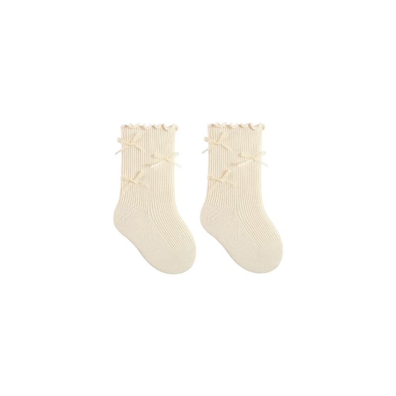 Cream lace edge cotton baby socks – lace trim design for newborns