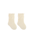 Cream lace edge cotton baby socks – lace trim design for newborns